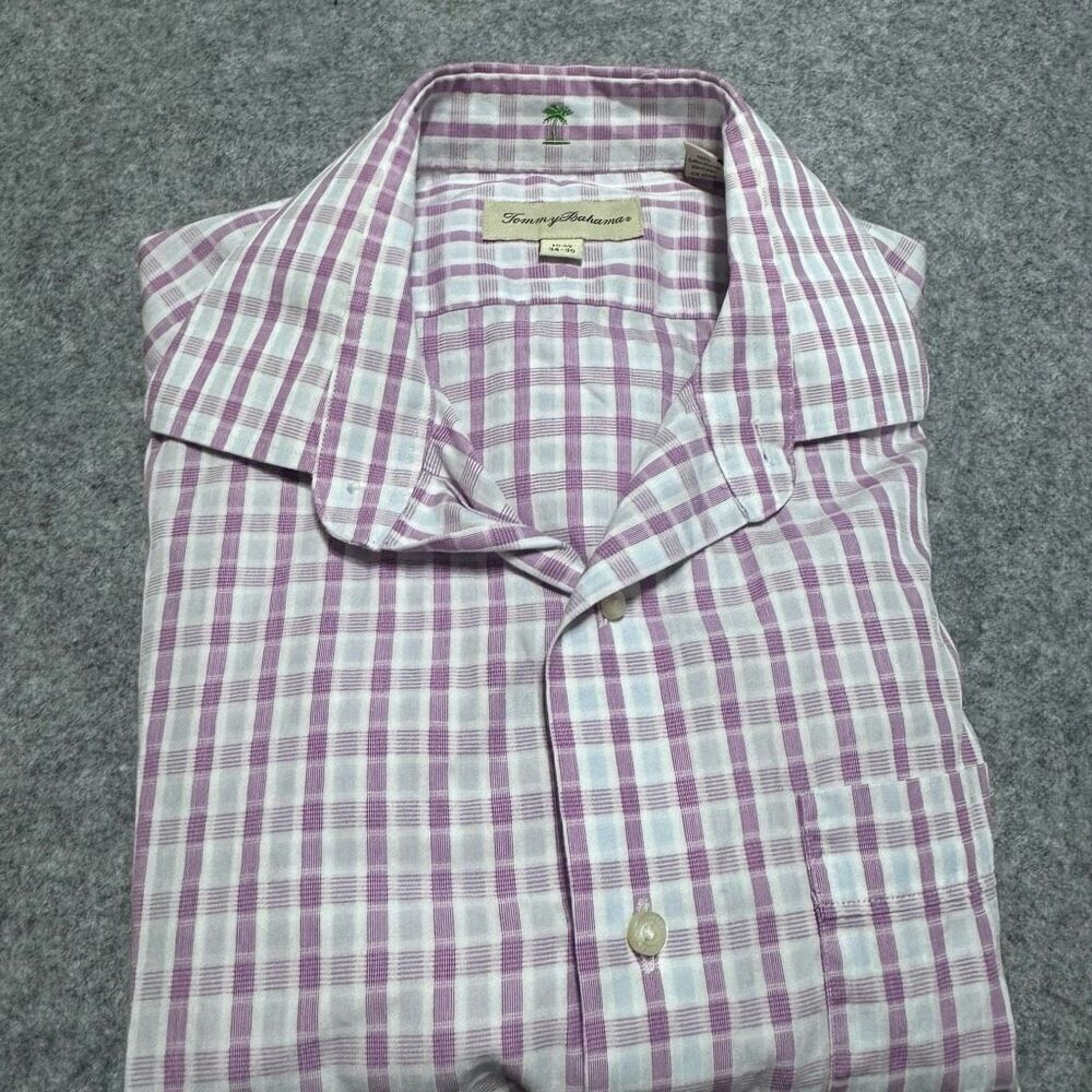Tommy Bahama Men’s Purple Check Long Sleeve Button Down Dress Shirt Sz 15 1/2 34
